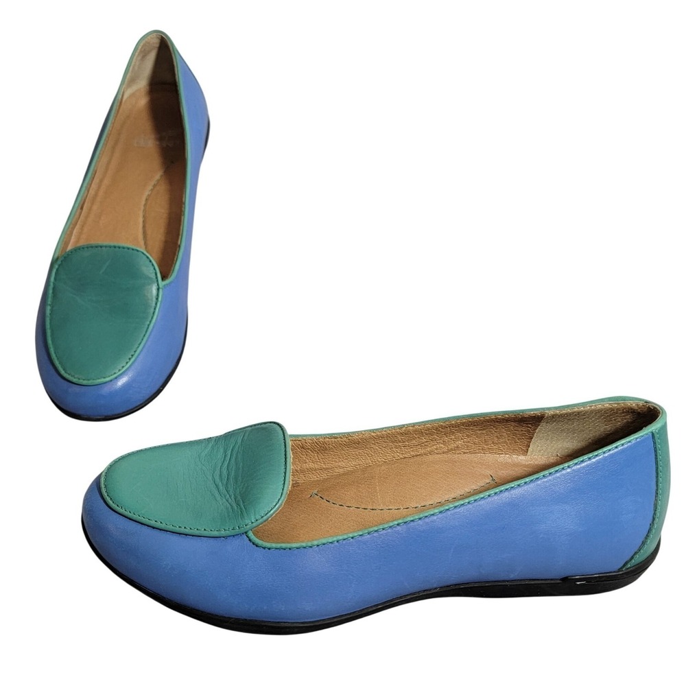 Dansko Two-Tone Blue and Teal Leather Flats